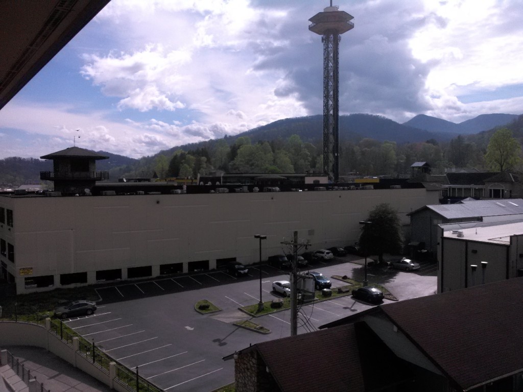 Looking northeast from my hotel room, the Gatlinburg 'Space Needle'