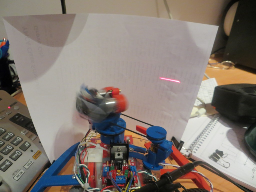 LIDAR pointed toward the paper screen with the laser diode ON.