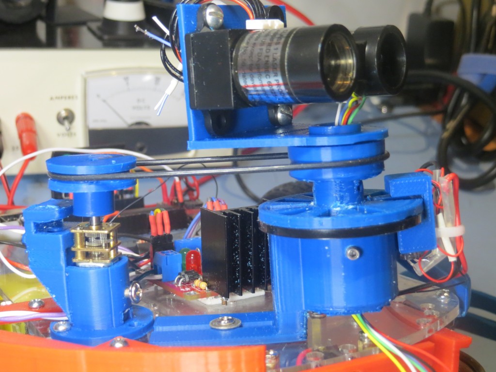 Revised LIDAR and DC motor mounting scheme, with Tach wheel and sensor moved to LIDAR mount
