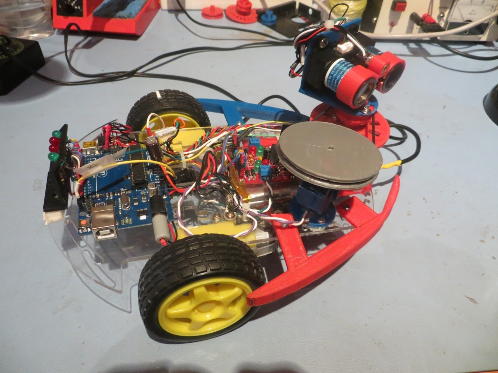 'The Last Spinning LIDAR' version.  Note the large gray drive pulley.  Gets the spin rate up to around 180 RPM, but at the cost of much higher battery drain.