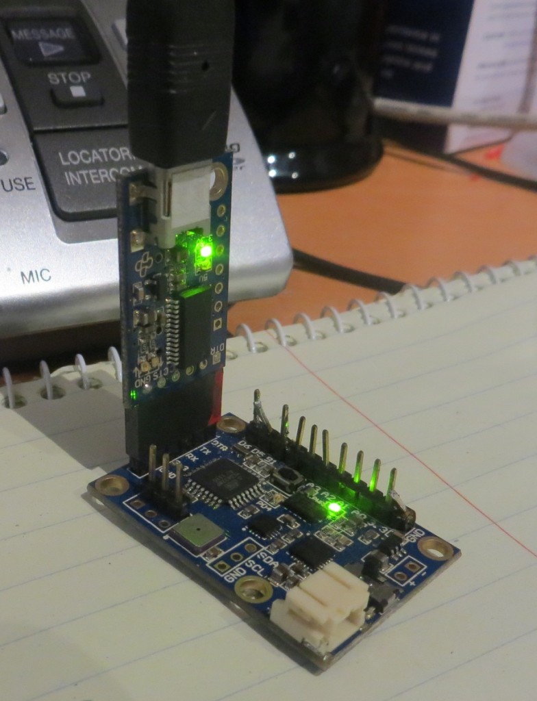 Mongoose 9DOF IMU board, with FTDI Pro USB-Serial adapter