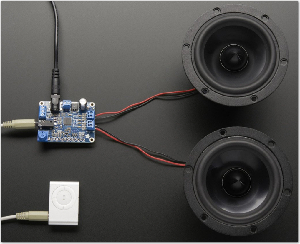 Adafruit 20W Class-D speaker amplifier application