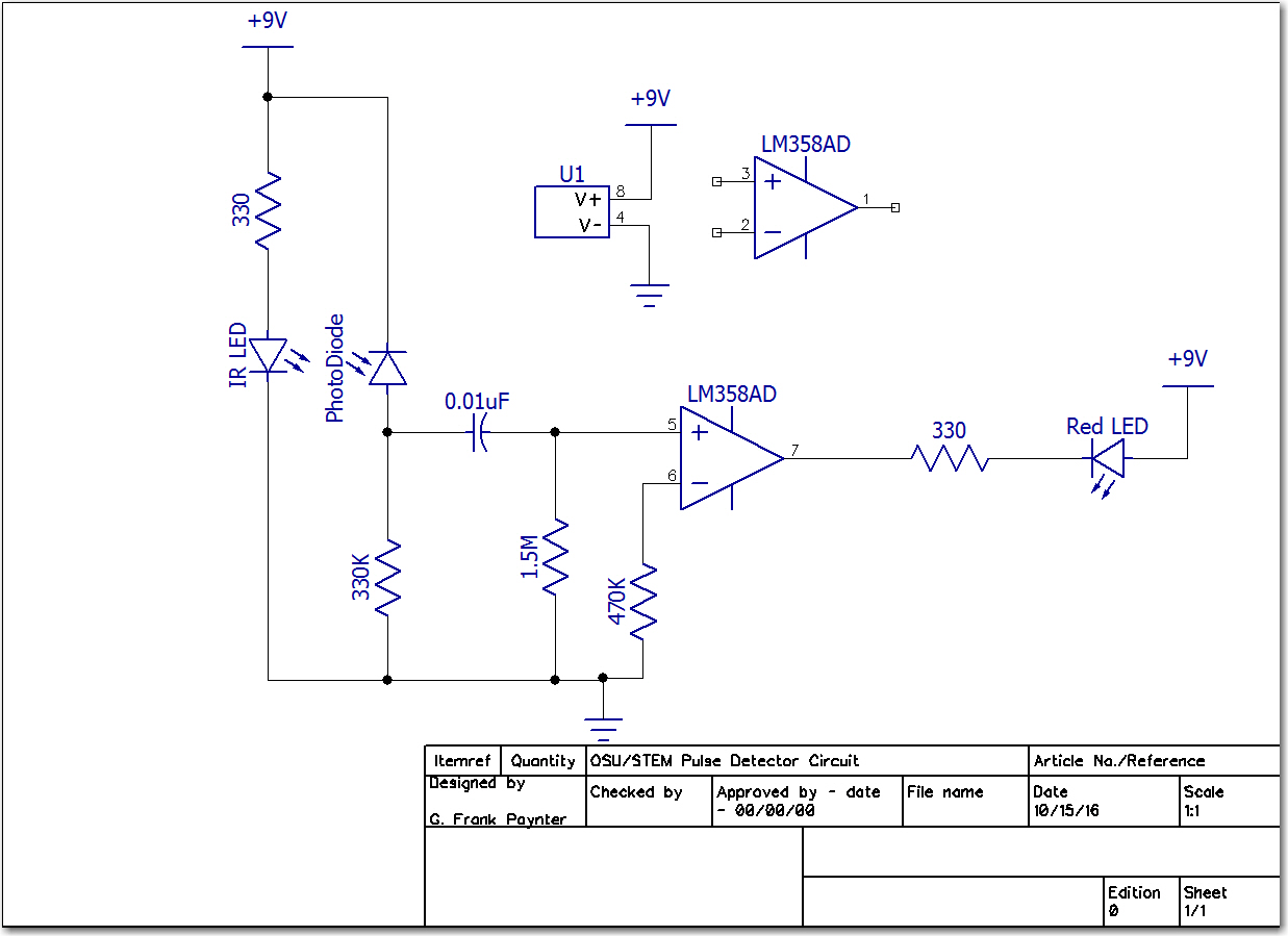 Final single-supply Pulse Detector schematic
