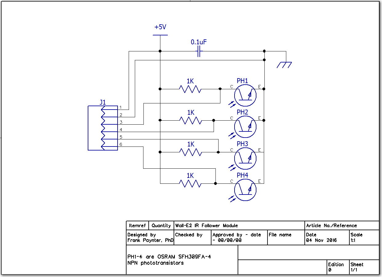 Wall-E2 IR Follower circuit diagram